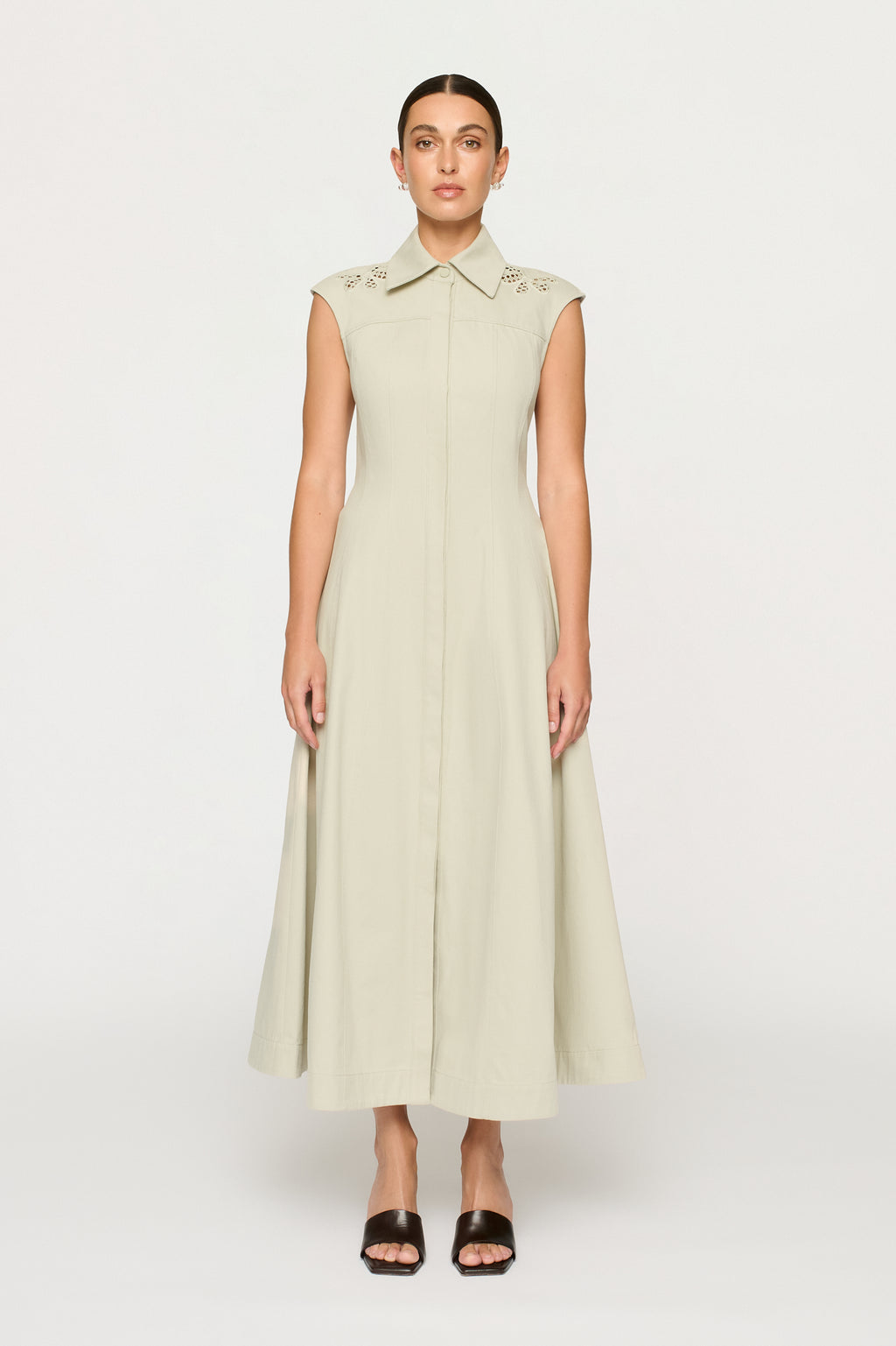 Franca Midi Dress | Wild Sage Green | Embroidered | Cotton
