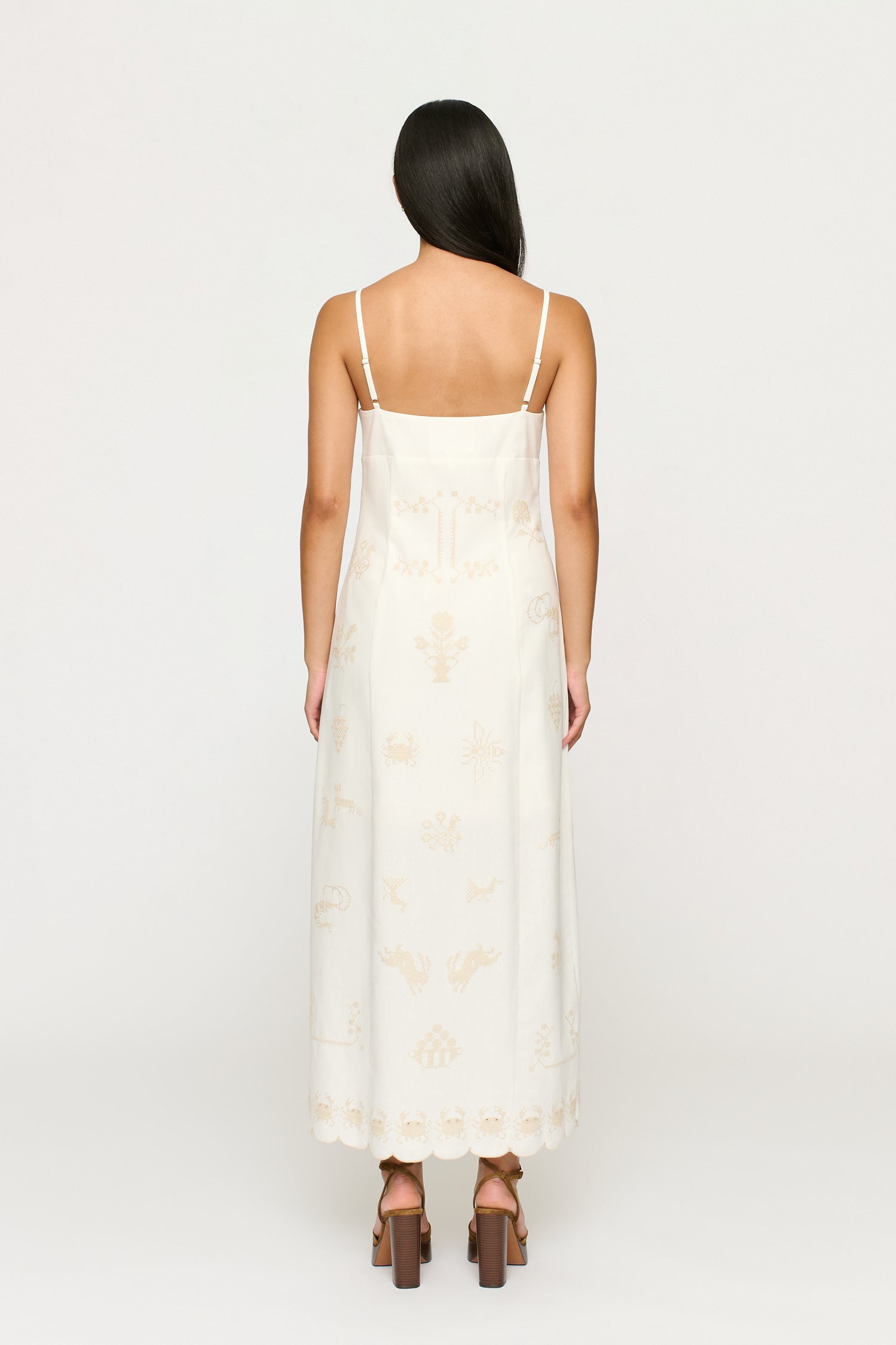 SATINE EMBROIDERED DRESS