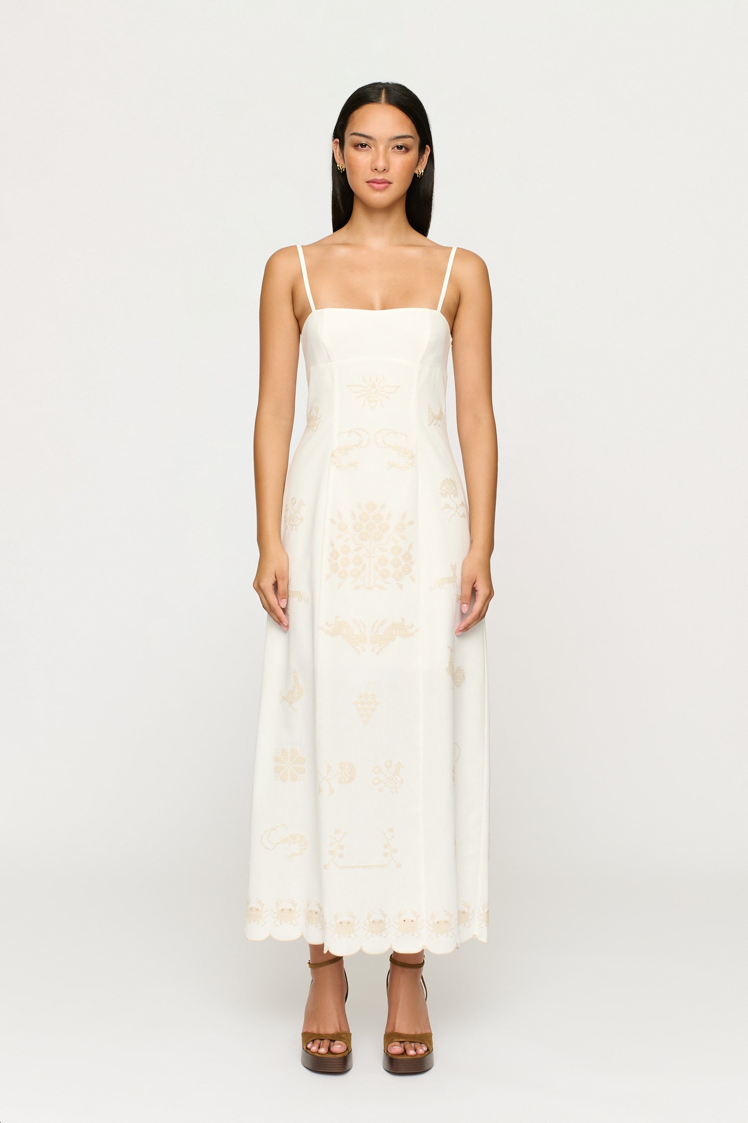 SATINE EMBROIDERED DRESS