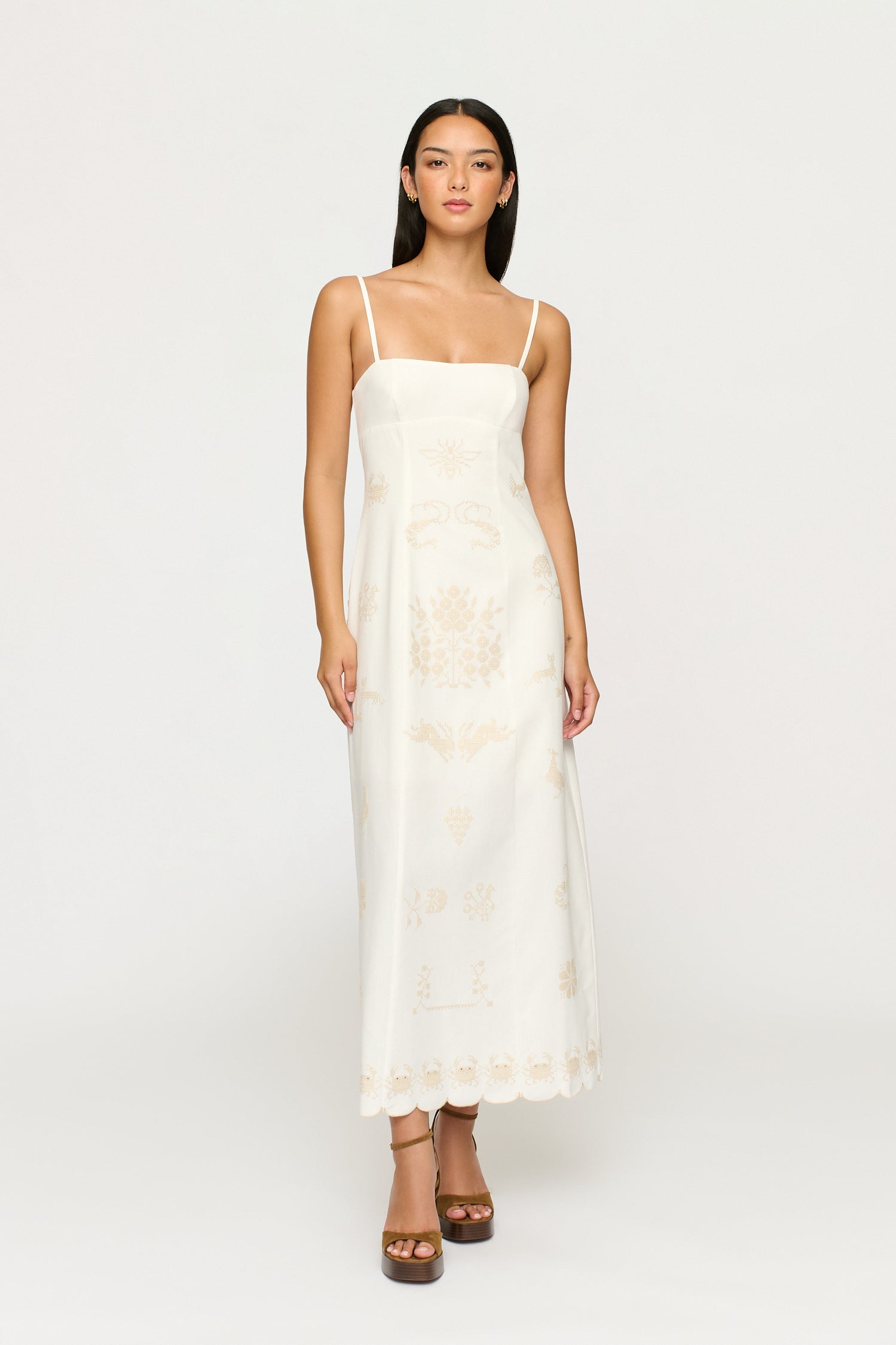 SATINE EMBROIDERED DRESS