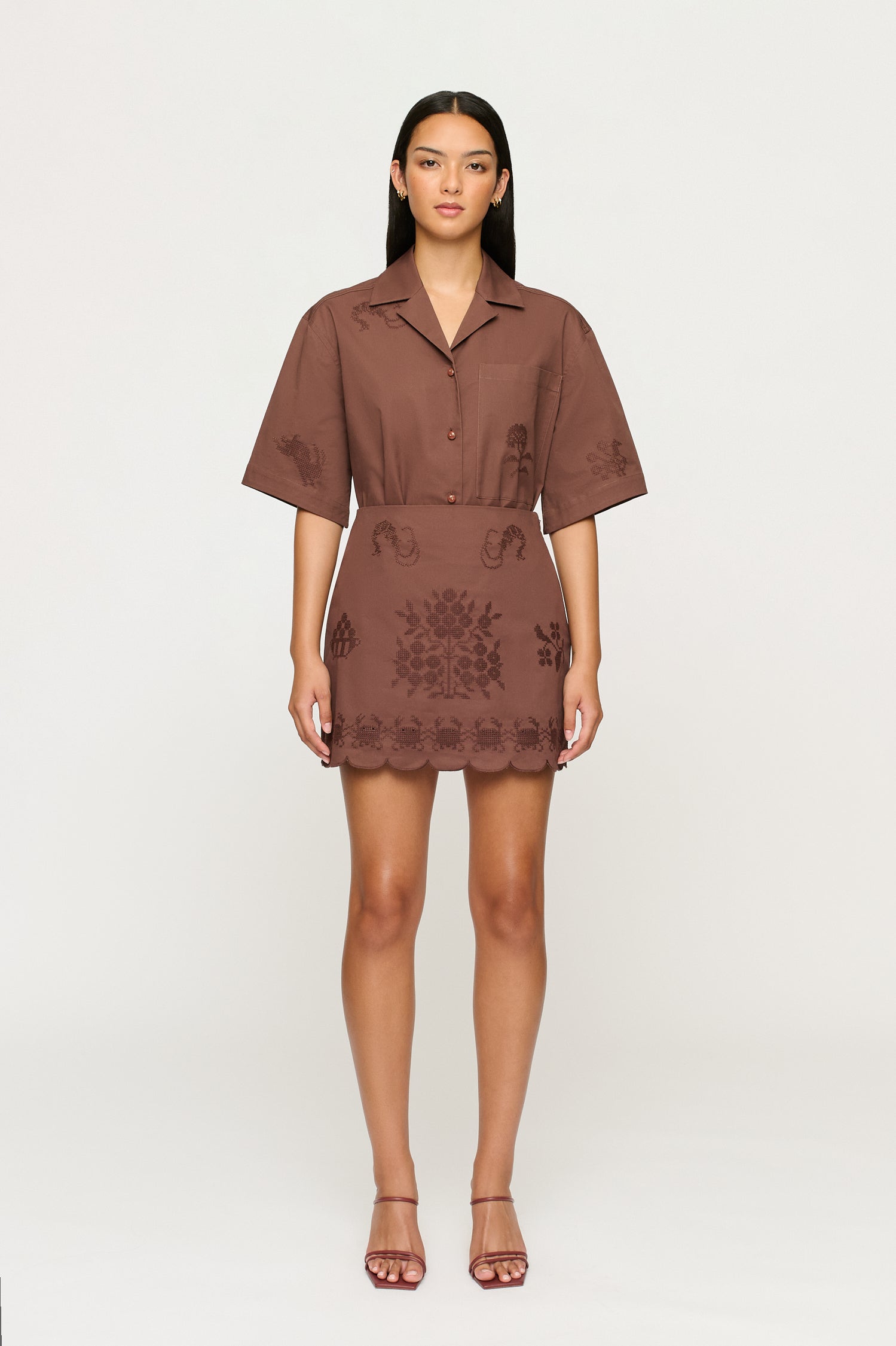 DARCY EMBROIDERED MINI SKIRT