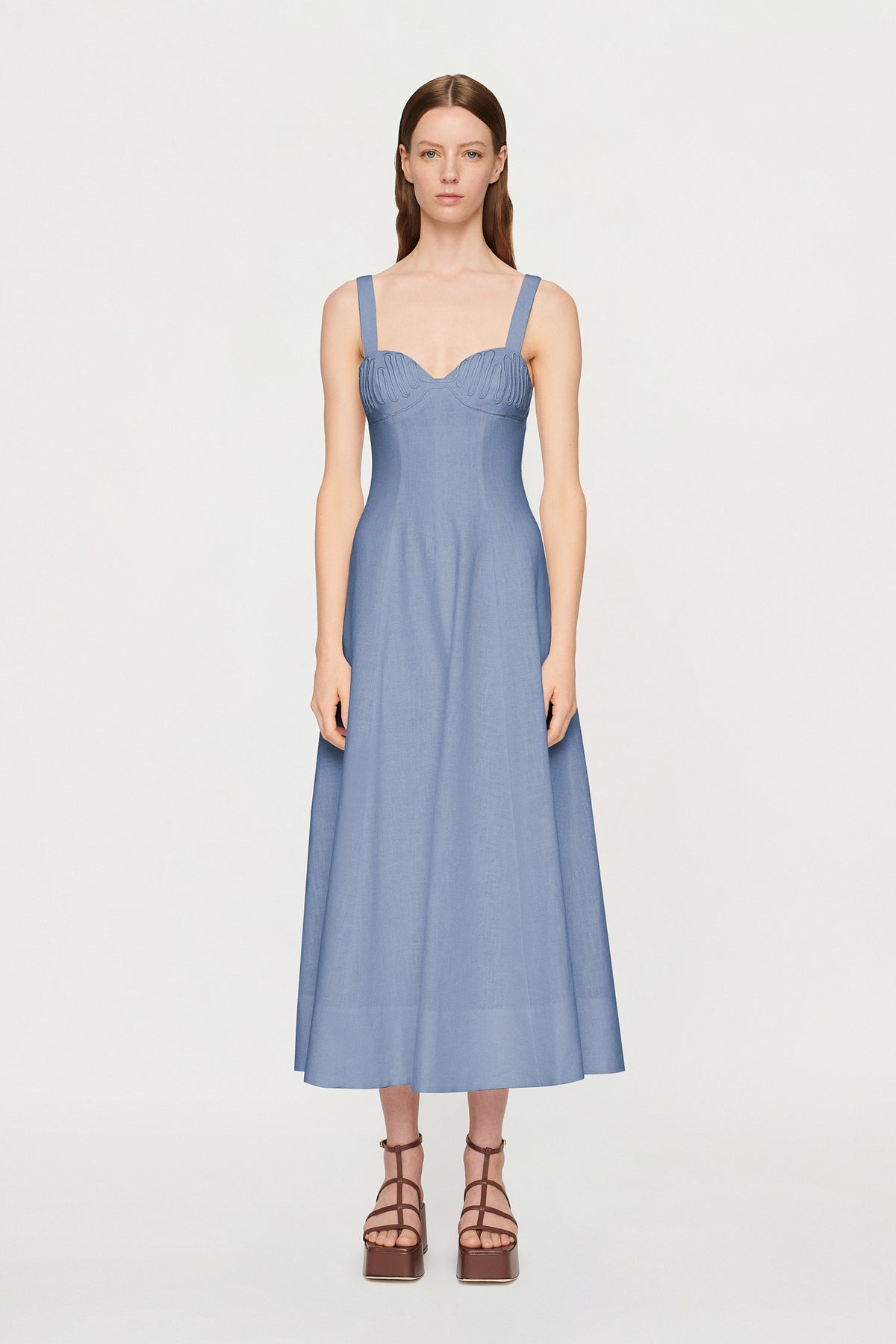 CARLA EMBROIDERED LONGLINE DRESS